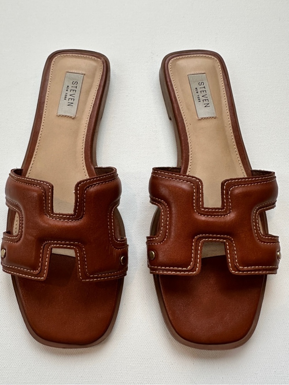 Steven New York Women's Brown Harlein H-Shaped Casual Slide Sandals 8.5 😍